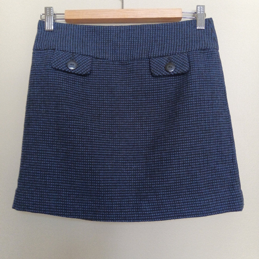 Waist 14" GAP Tweed Mini Skirt In Blue and Black